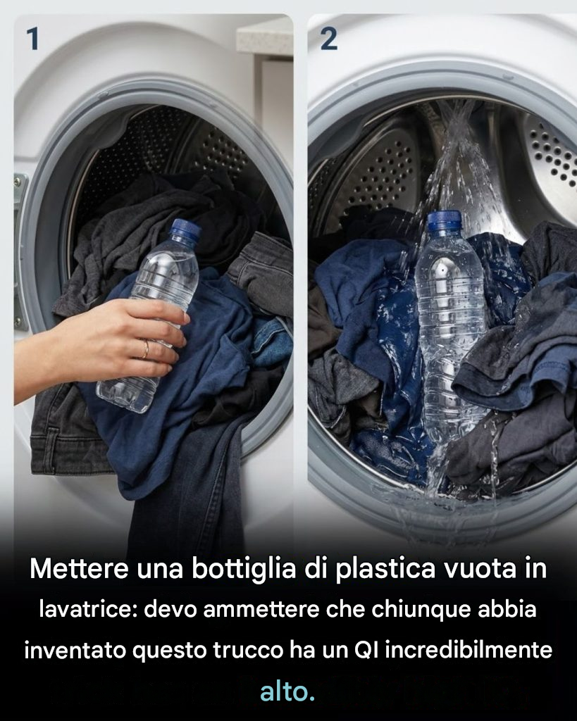 Metti una bottiglia di plastica vuota in lavatrice: il trucco semplice che quasi nessuno conosce