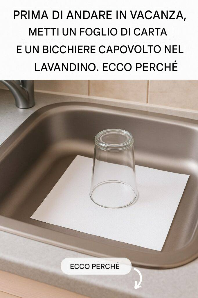 Ecco perché dovresti sempre lasciare un bicchiere capovolto e un pezzo di carta nel lavandino prima di andare in vacanza