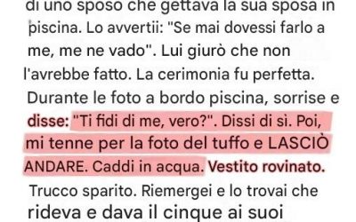 Il mio sposo mi ha scherzosamente mandato in piscina durante il servizio fotografico del nostro matrimonio: la reazione di mio padre ha sorpreso tutti.