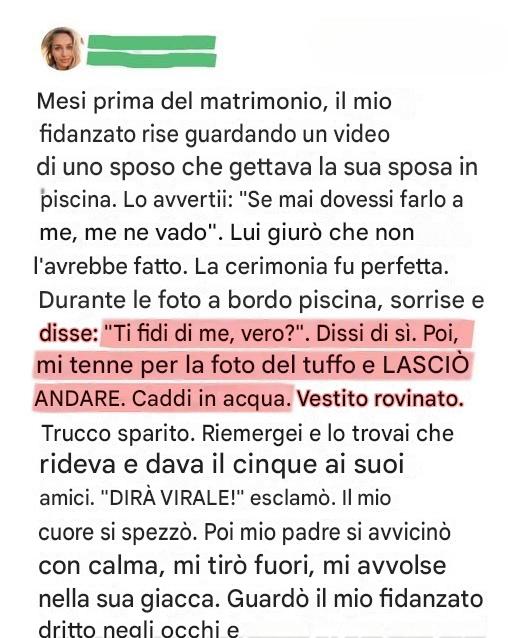 Il mio sposo mi ha scherzosamente mandato in piscina durante il servizio fotografico del nostro matrimonio: la reazione di mio padre ha sorpreso tutti.