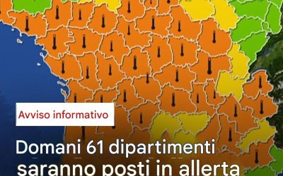 61 dipartimenti sono stati messi in allerta ondata di caldo arancione questo martedì